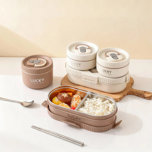 Boîte à Lunch Isolée en Acier Inoxydable 304 - Ovale Anti-fuite