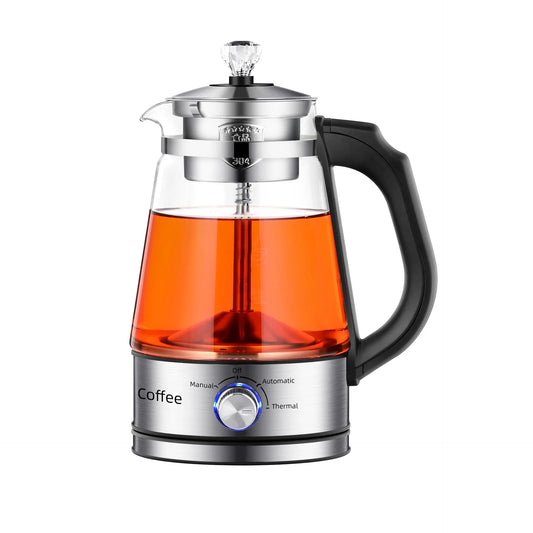 Bouilloire électrique automatique 110V, cafetière en acier inoxydable avec Pot en verre à pulvérisation de vapeur