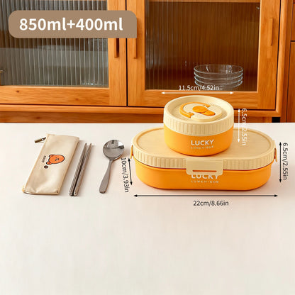 Boîte à Lunch Isolée en Acier Inoxydable 304 - Ovale Anti-fuite