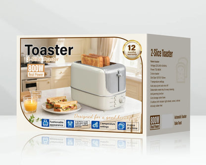 Grille-Pain 2 Tranches Large - 7 Températures et Dégivrage