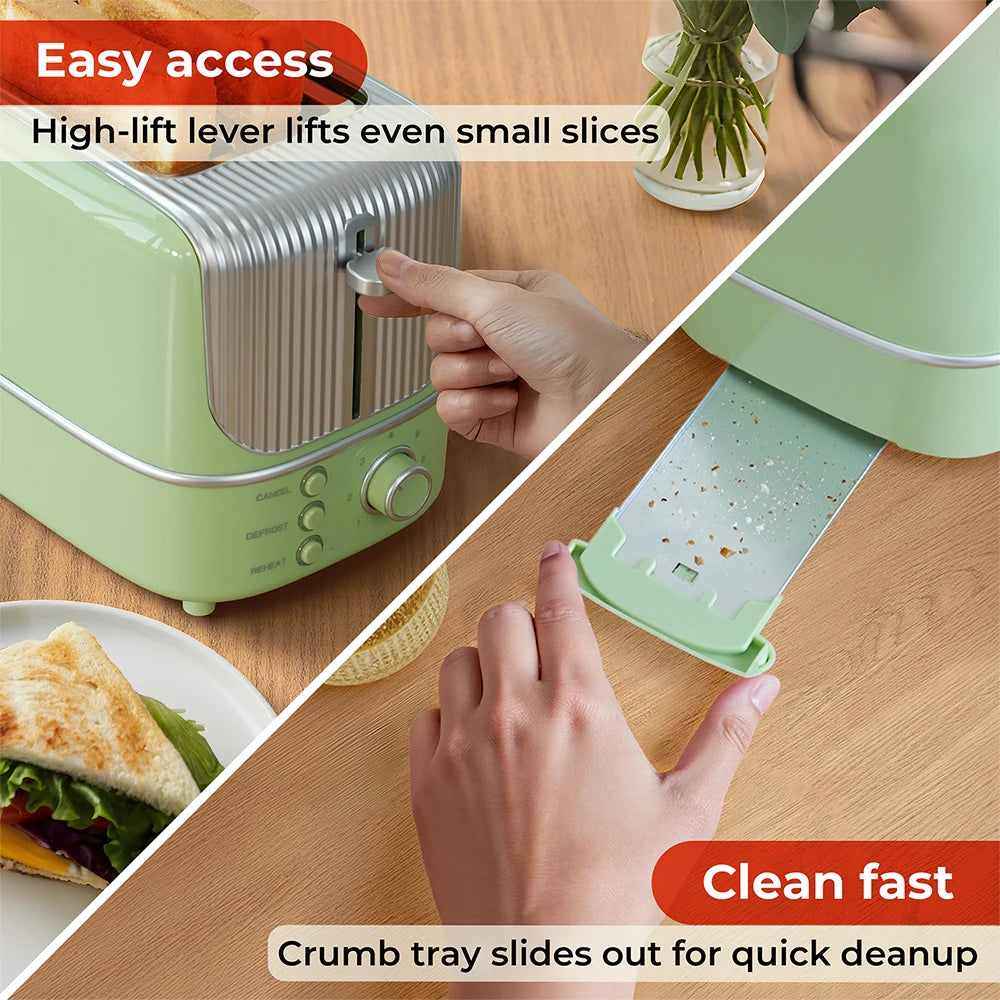 Grille-Pain 2 Tranches Large - 7 Températures et Dégivrage