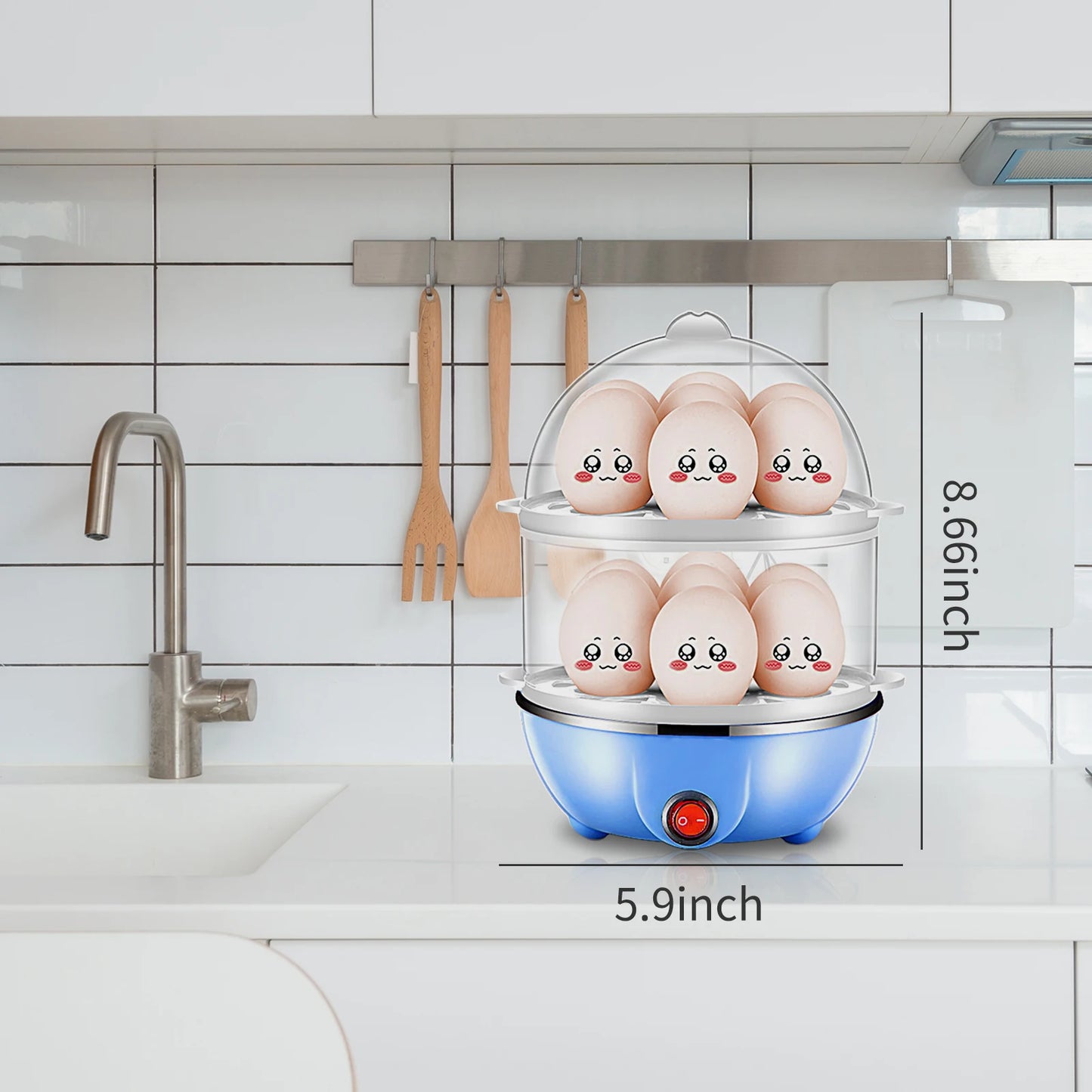 Cuiseur à Œufs Électrique Double Couche - 14 Œufs